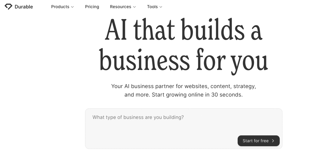 Durable – Instant Business Websites with Built-In Tools